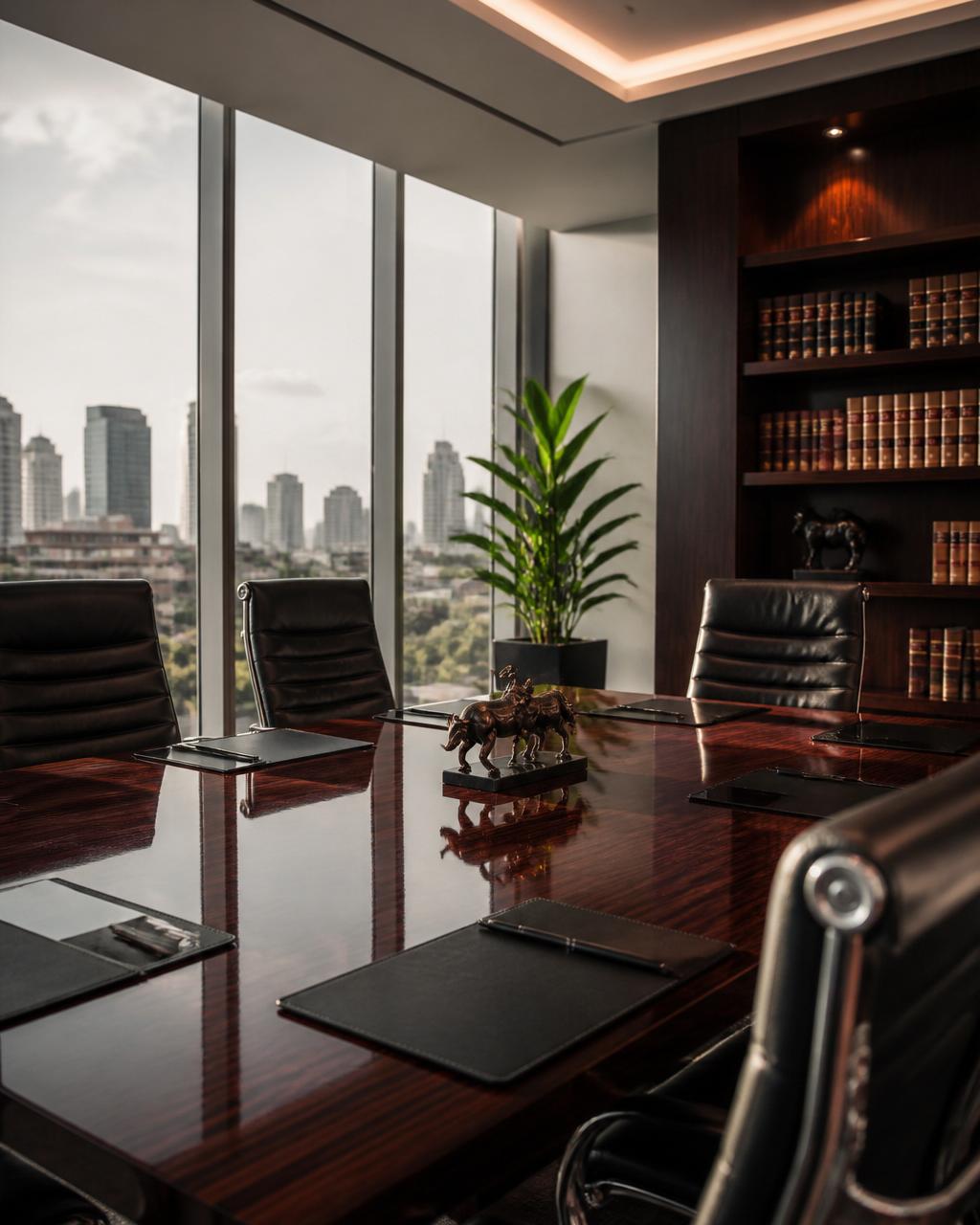 Modern law office boardroom overlooking the Nairobi skyline